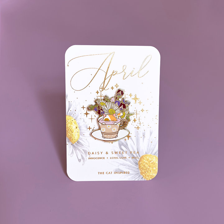 April Birth Flower Tea enamel pin