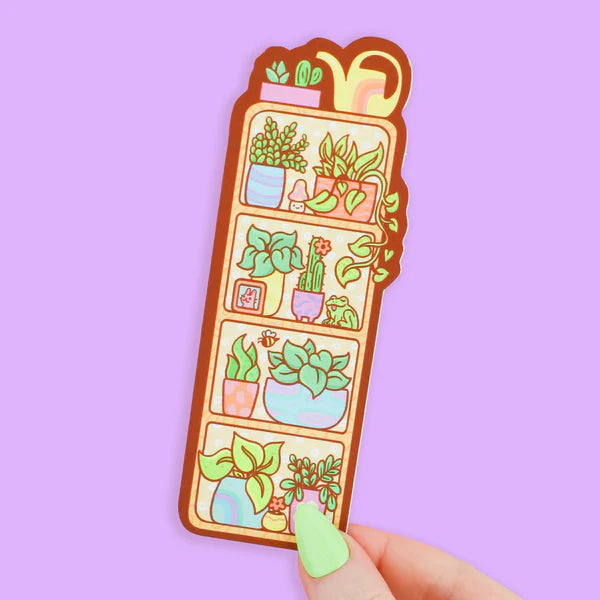 Planter Shelf Orange and White Cat Double-sided Bookmark