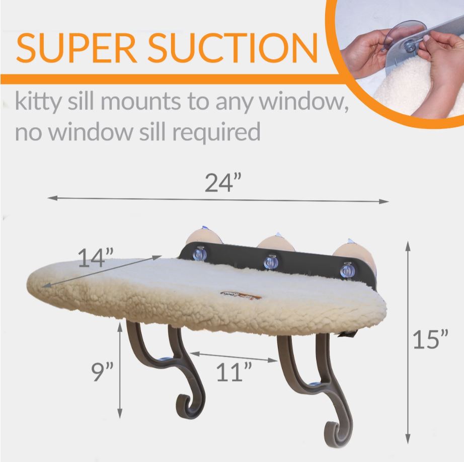 Universal Mount Kitty Sill Window Bed Lounger 24"l x 14"w Natural Colour