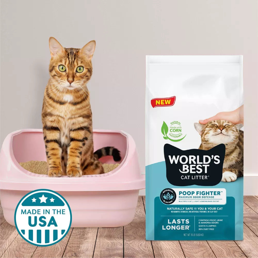 World's Best Poop Fighter Clumping Flushable Scented Multiple Cat Corn Litter