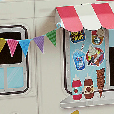 Close-up of cardboard ice cream truck menu