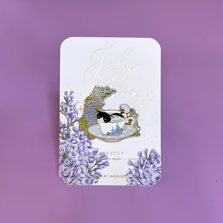 July Birth Flower Tea enamel pin