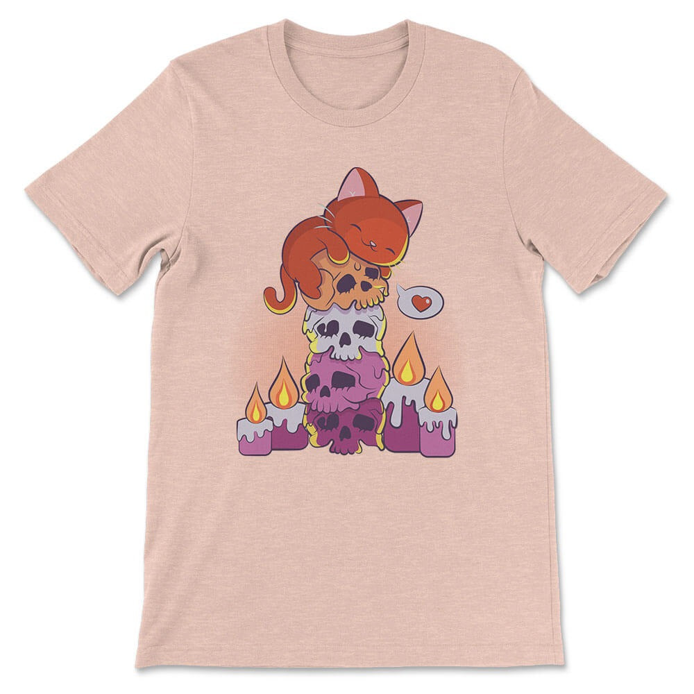 Lesbian Cat on Skulls t-shirt