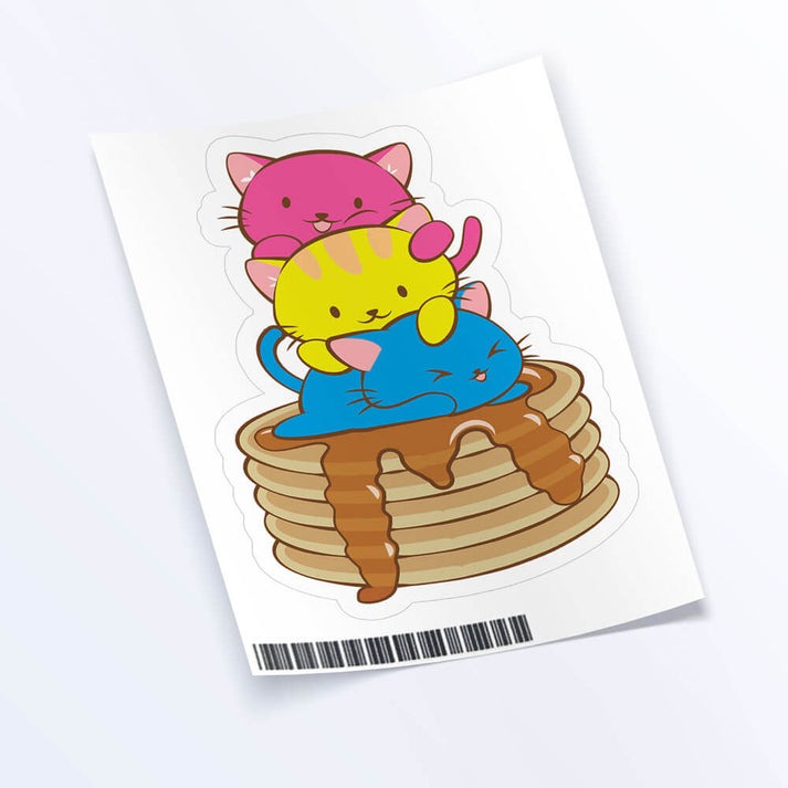 Pansexual Cat Pile on Pancakes sticker