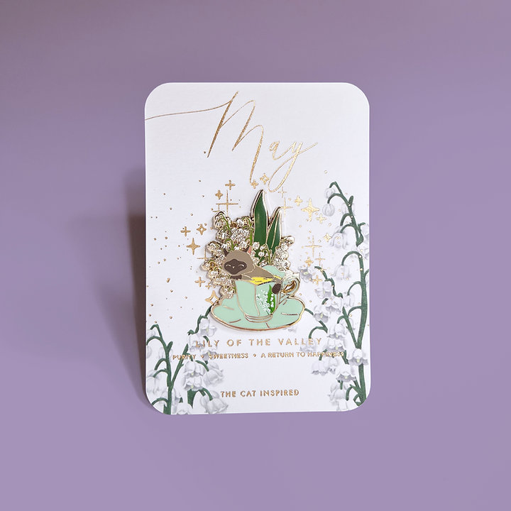May Birth Flower Tea enamel pin