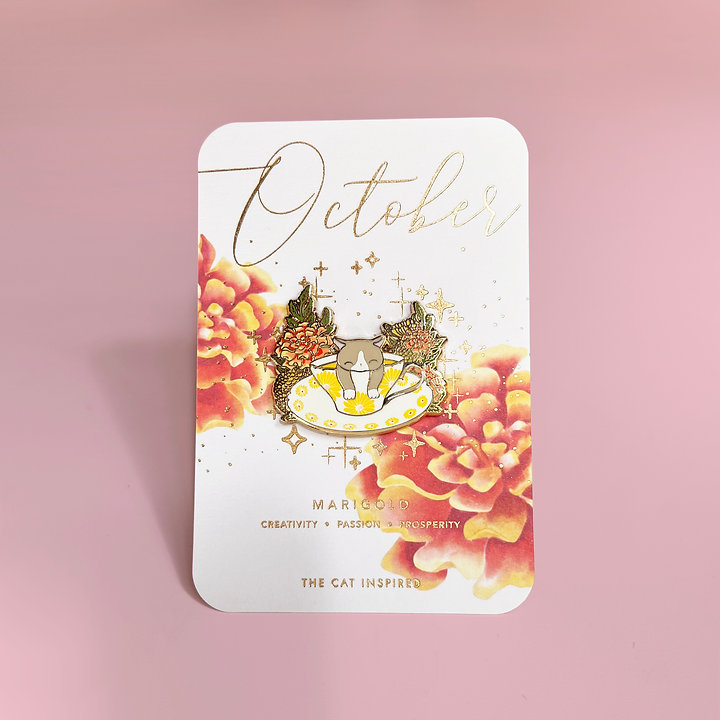 October Birth Flower Tea enamel pin