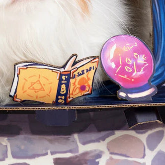 Close-up of cardboard fortune-telling accessories