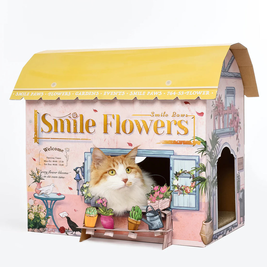 Smile Paws Flower Shop Cardboard Cat Scratcher House
