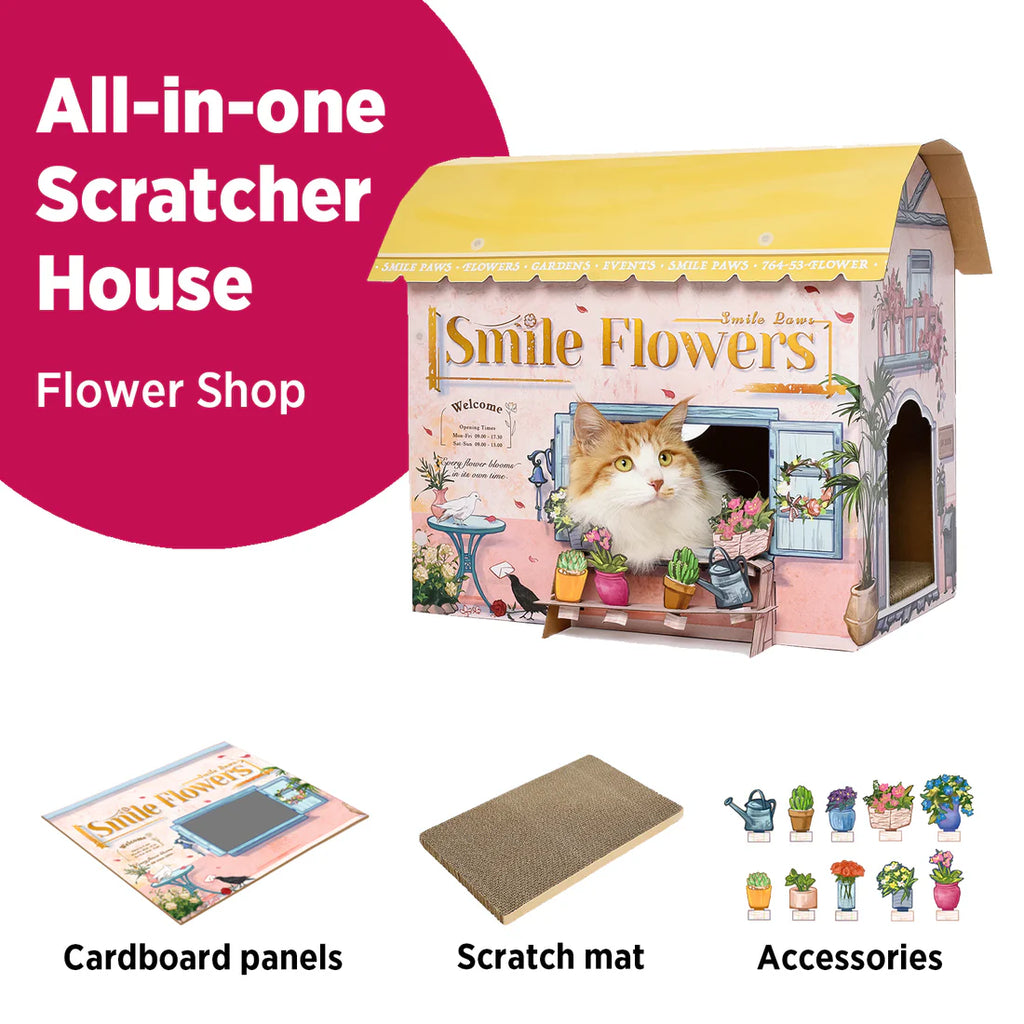 Smile Paws Flower Shop Cardboard Cat Scratcher House