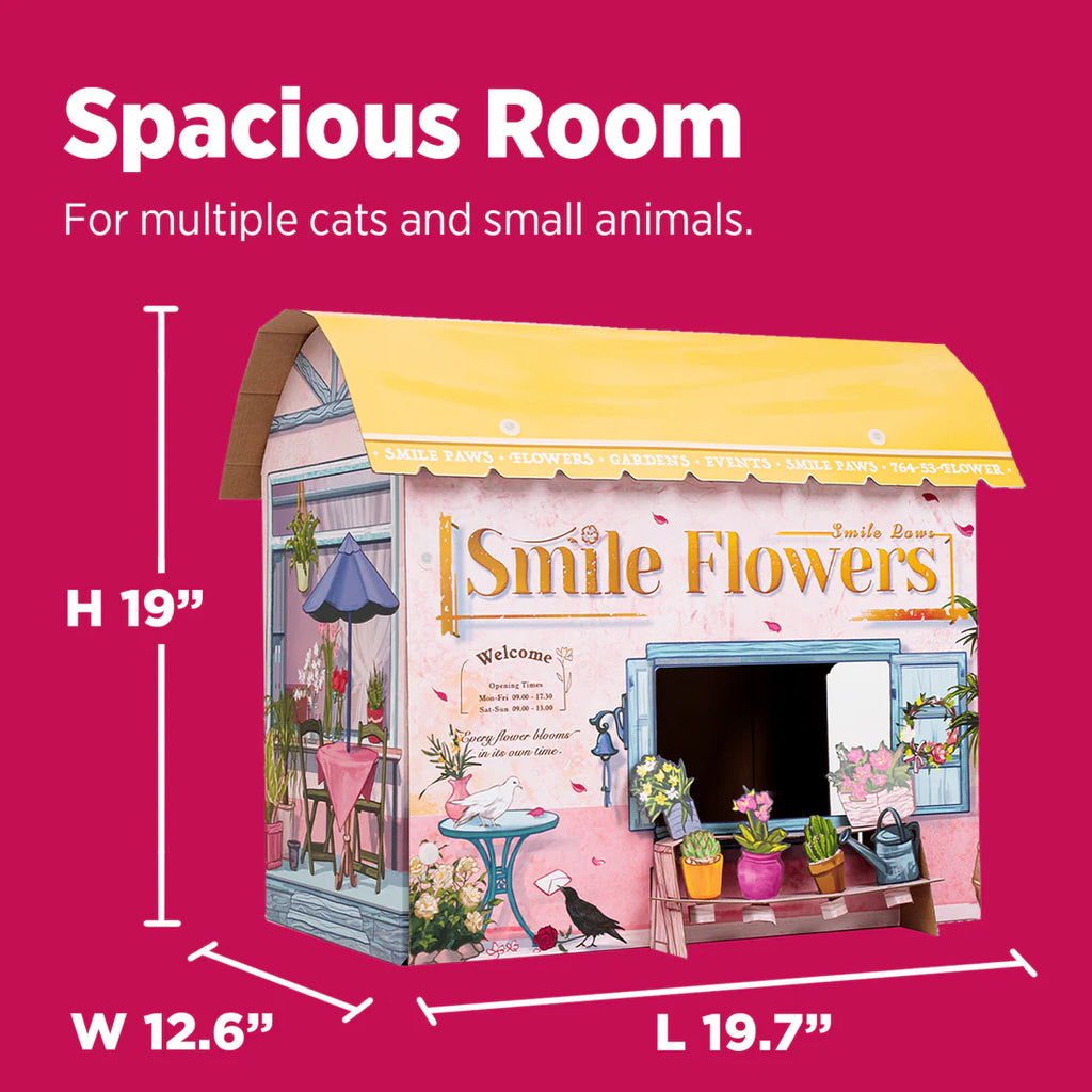 Smile Paws Flower Shop Cardboard Cat Scratcher House