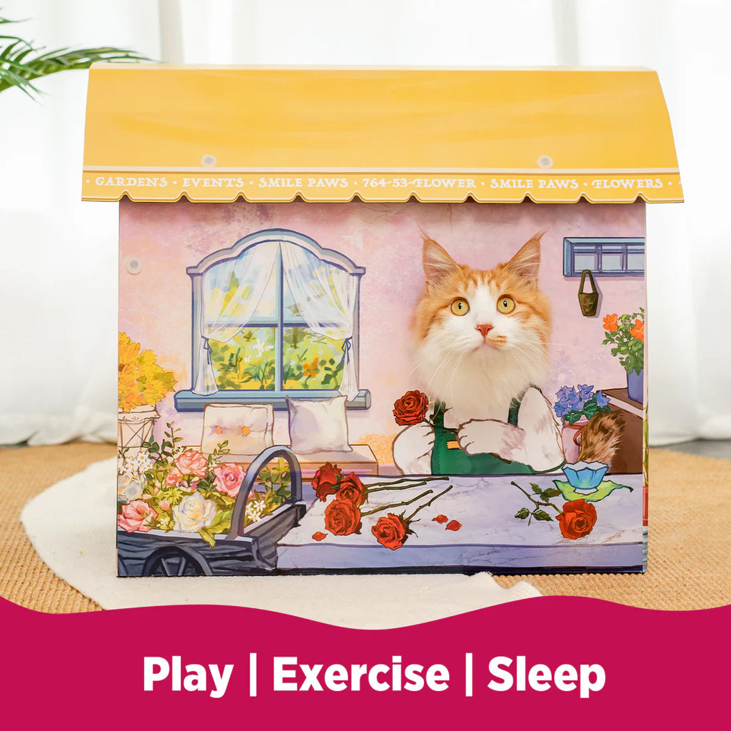 Smile Paws Flower Shop Cardboard Cat Scratcher House
