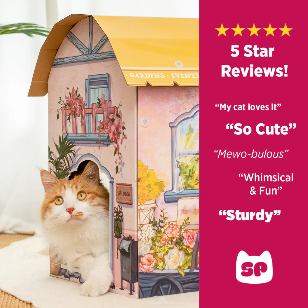 Smile Paws Flower Shop Cardboard Cat Scratcher House