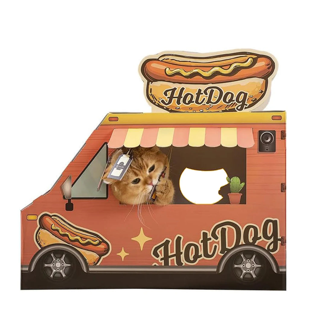 Smile Paws Hot Dog Truck Cardboard Cat Scratcher House