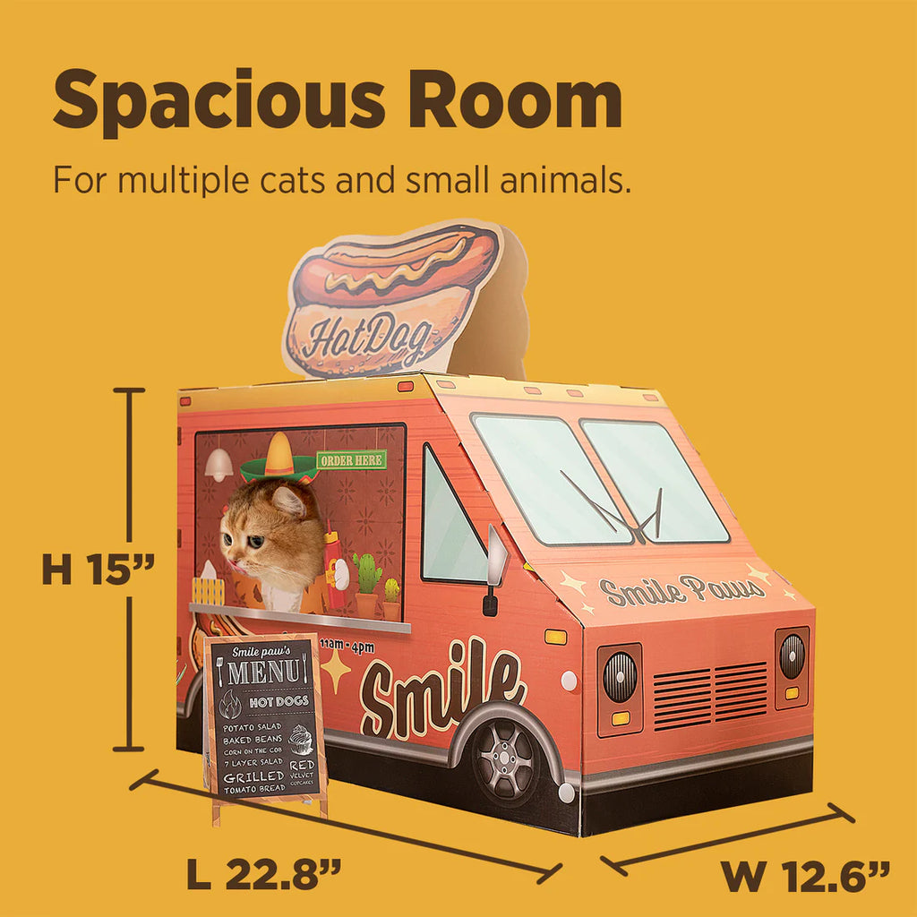 Smile Paws Hot Dog Truck Cardboard Cat Scratcher House
