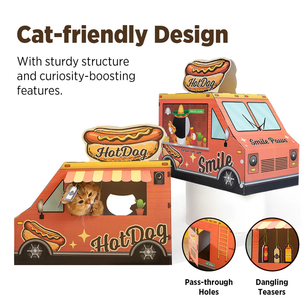Smile Paws Hot Dog Truck Cardboard Cat Scratcher House
