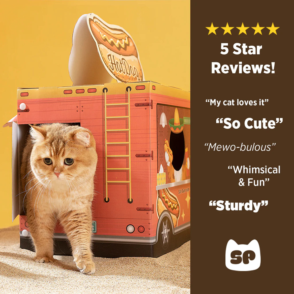 Smile Paws Hot Dog Truck Cardboard Cat Scratcher House