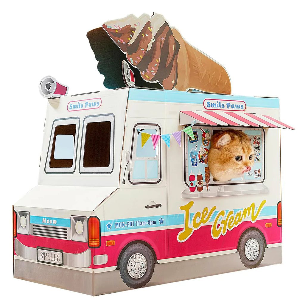 Smile Paws Ice Cream Truck Cardboard Cat Scratcher House