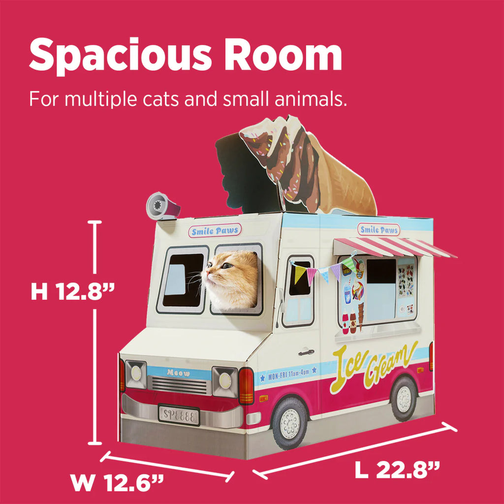 Smile Paws Ice Cream Truck Cardboard Cat Scratcher House
