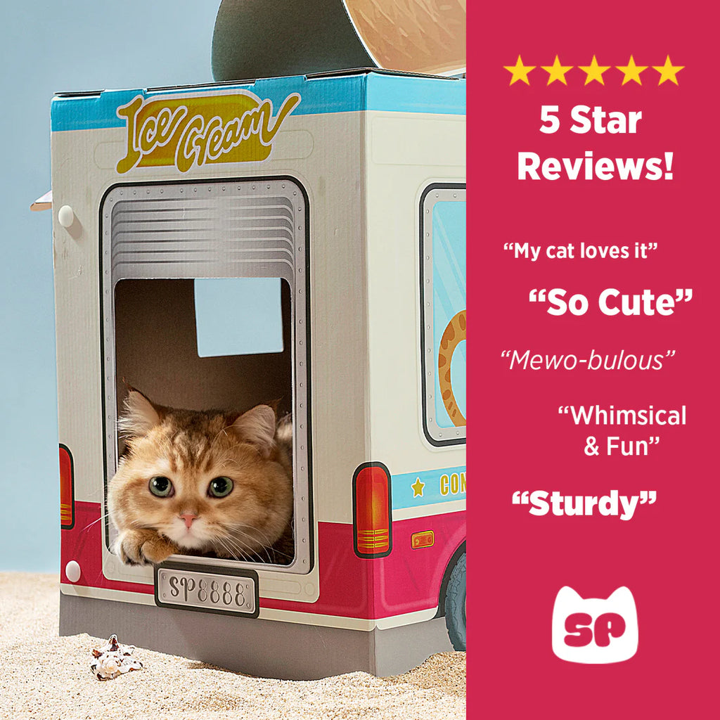 Smile Paws Ice Cream Truck Cardboard Cat Scratcher House