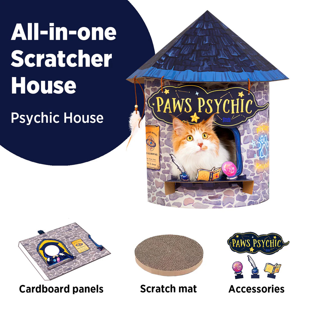 Smile Paws Psychic Fortune Teller Booth Cardboard Cat Scratcher