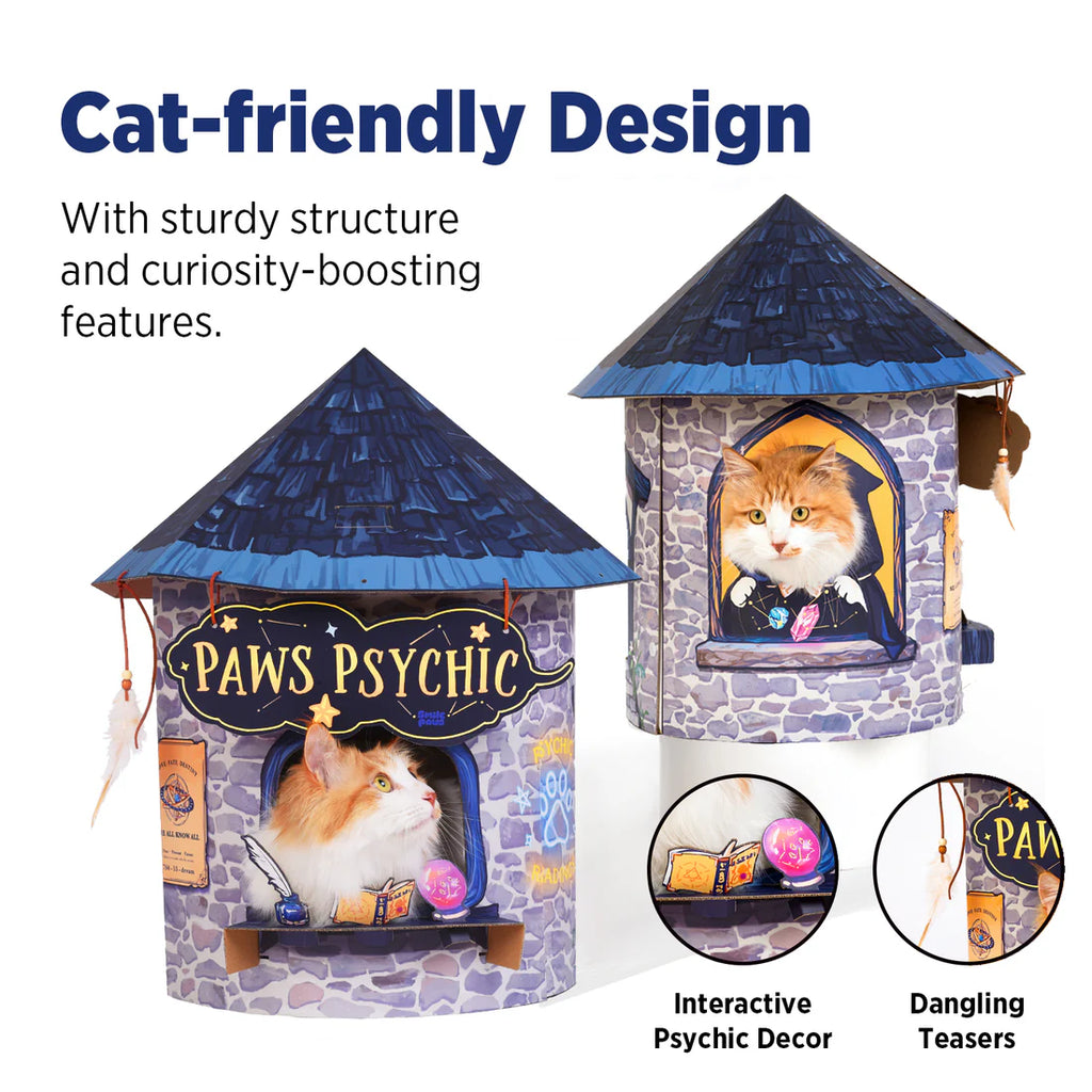 Smile Paws Psychic Fortune Teller Booth Cardboard Cat Scratcher House
