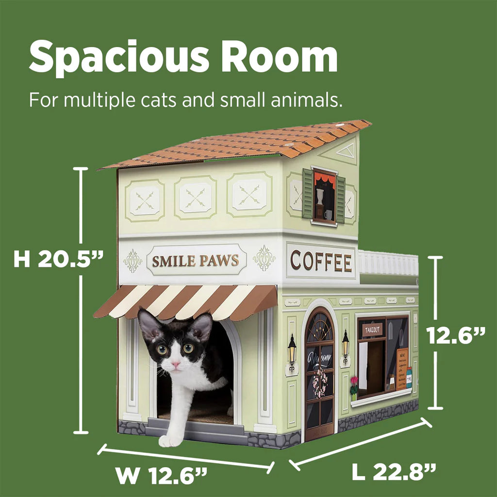 Smile Paws Coffee Shop Cardboard Cat Scratcher House