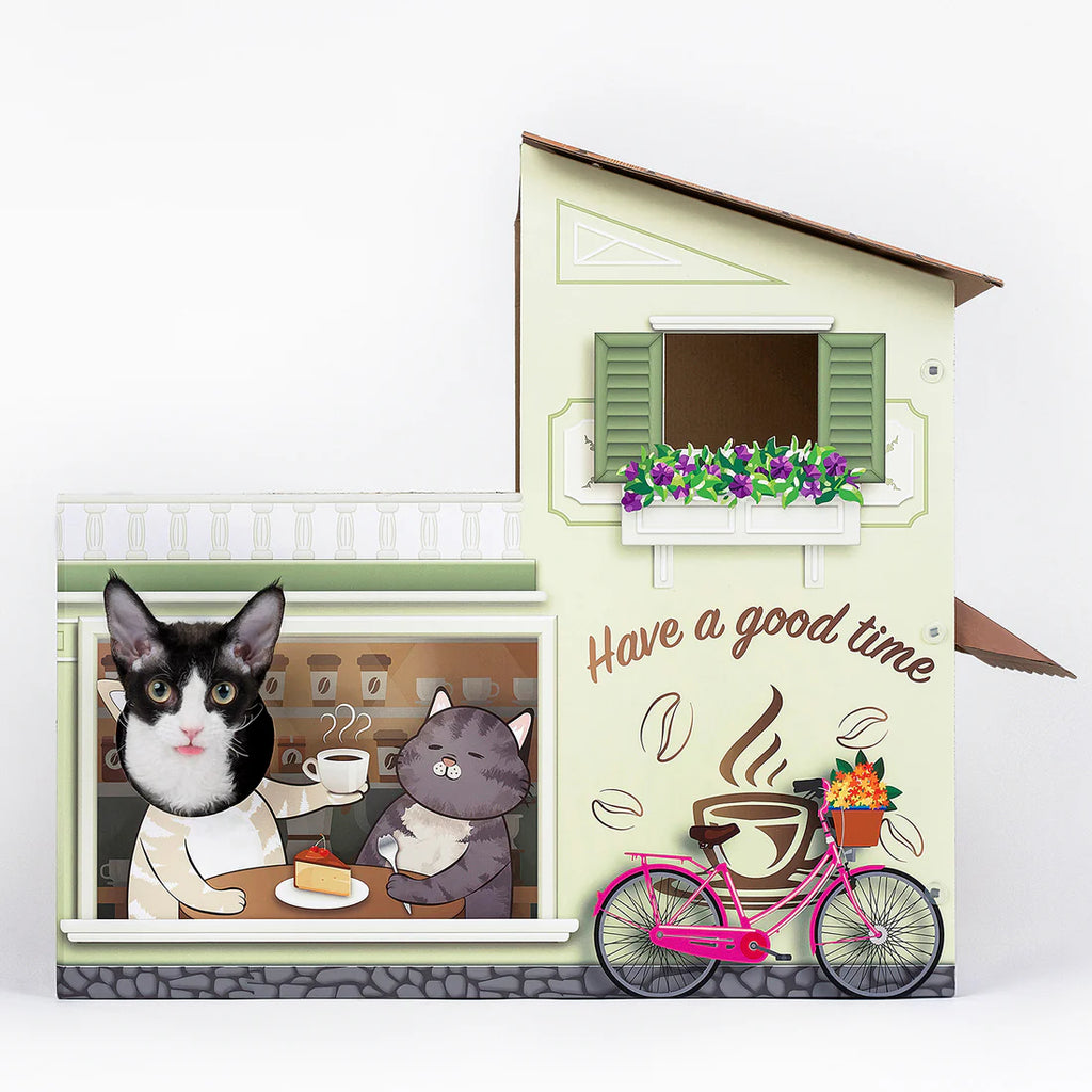 Smile Paws Coffee Shop Cardboard Cat Scratcher House