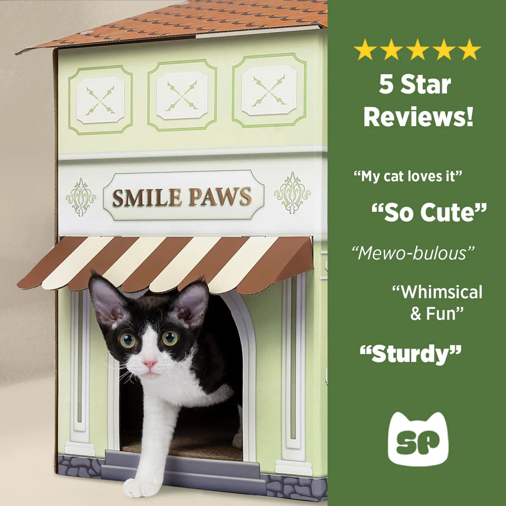 Smile Paws Coffee Shop Cardboard Cat Scratcher House