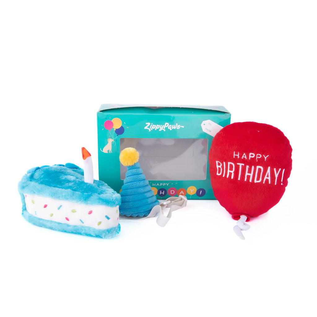 ZippyPaws Plush Birthday Box 3pc Pet Toy Set