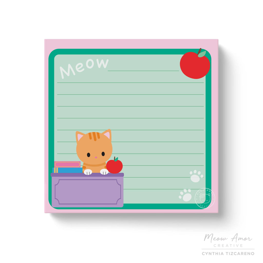 Teacher Orange Tabby Cat Lined Post-it Sticky Notes