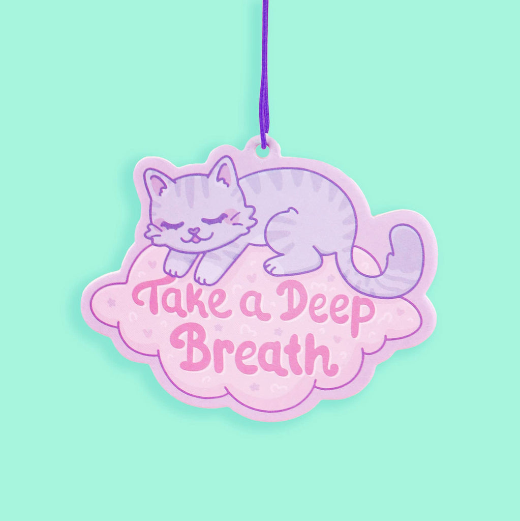 Take A Deep Breath Sleeping Cat Vanilla Scented Car Air Freshener