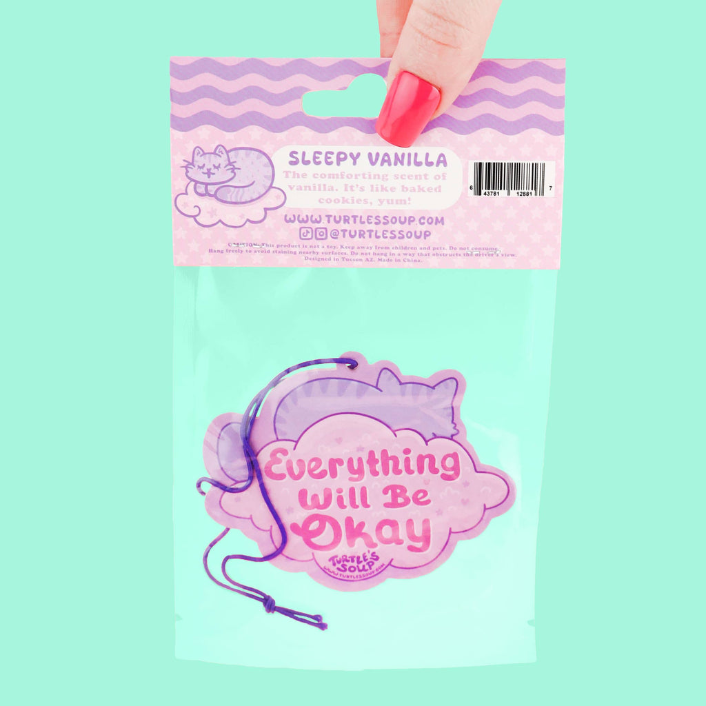 Take A Deep Breath Sleeping Cat Vanilla Scented Car Air Freshener