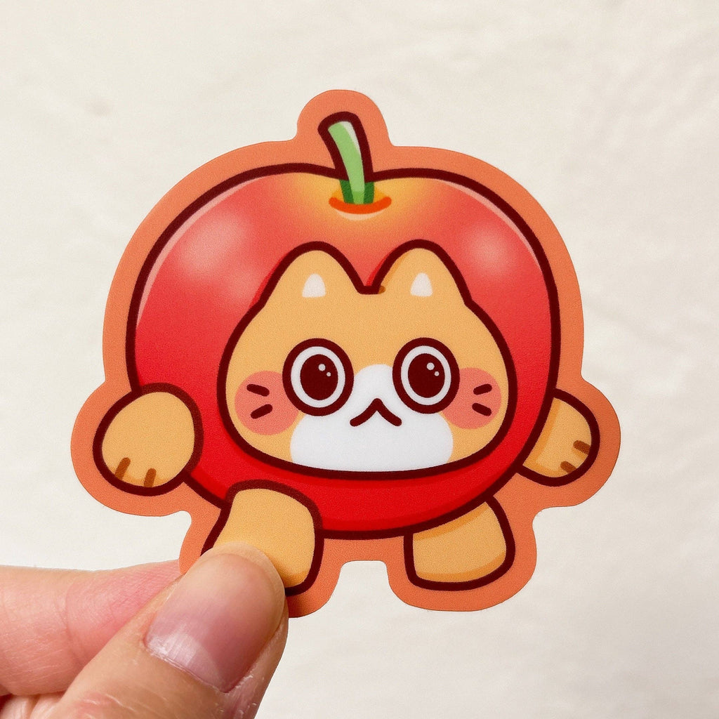 Apple Orange Cat Meme Vinyl Sticker