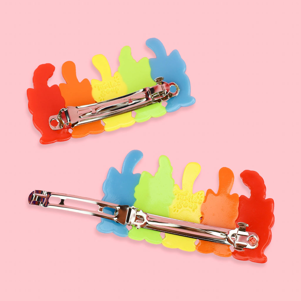 Row of Cats and Cat Butts Hair Clip Set 2pk