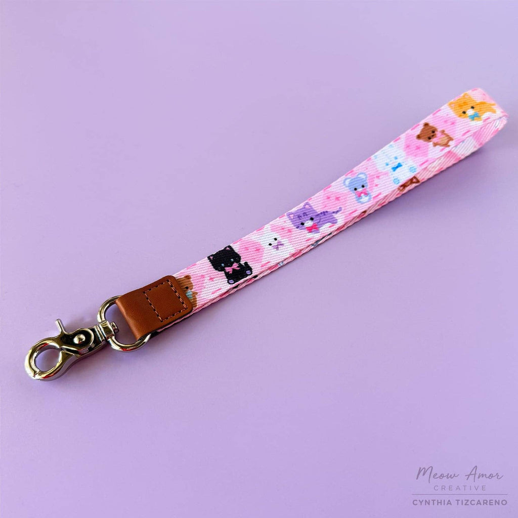 Handstitched Plushie Cats Wristlet Lanyard