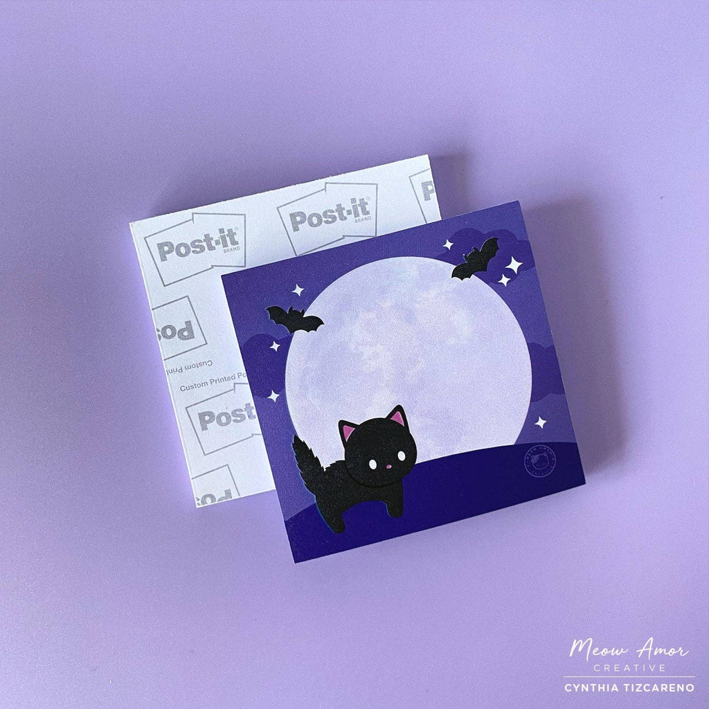 Scaredy Bat Black Cat Halloween Post-it Sticky Notes