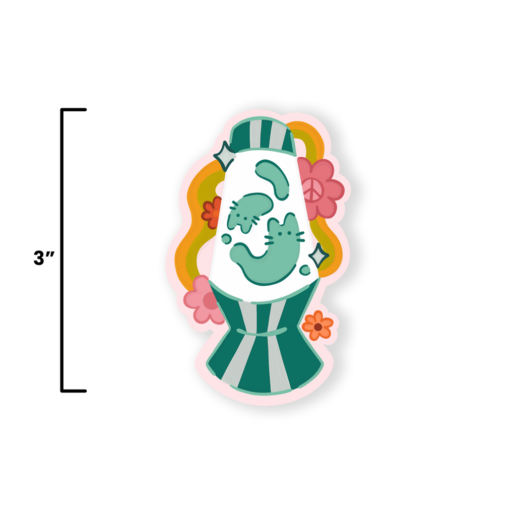 Lava Lamp Cats Vintage Groovy Vinyl Sticker