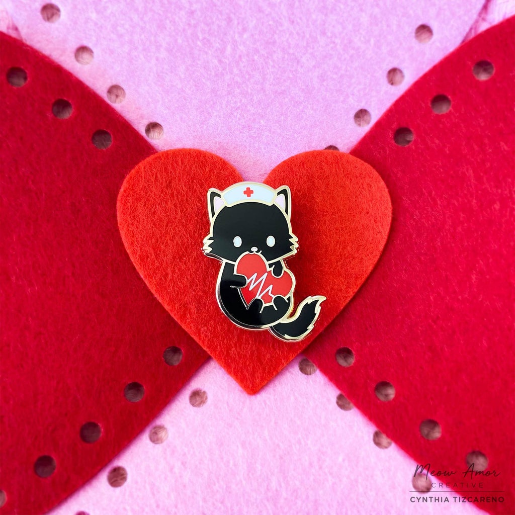 Medical Nurse Black Cat Hard Enamel Pin