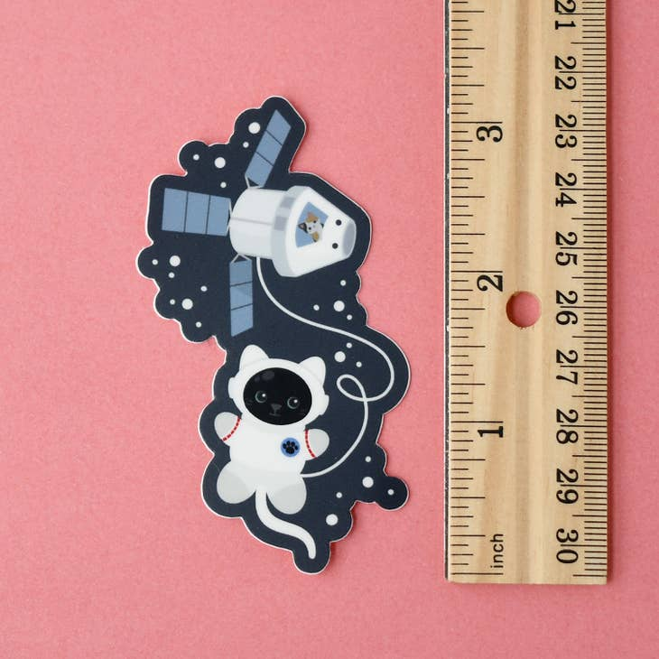 Cat Astronaut and Space Station sticker