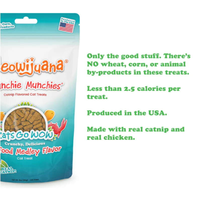 Meowijuana Crunchie Munchies Seafood Medley and Catnip Cat Treats