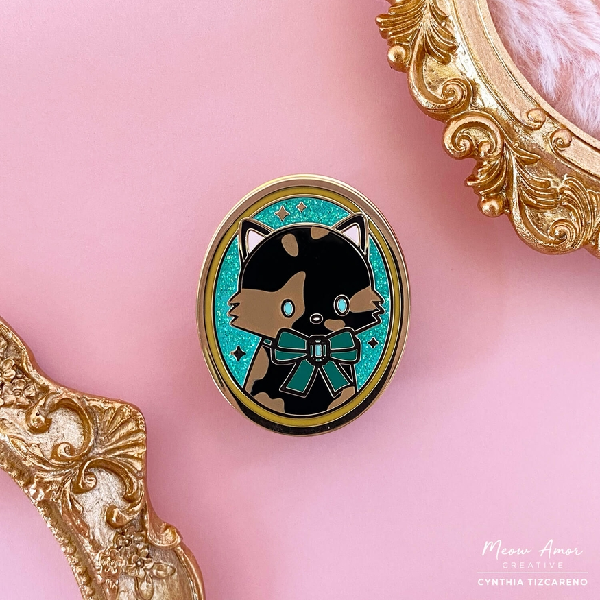 Jewel Cat enamel pin