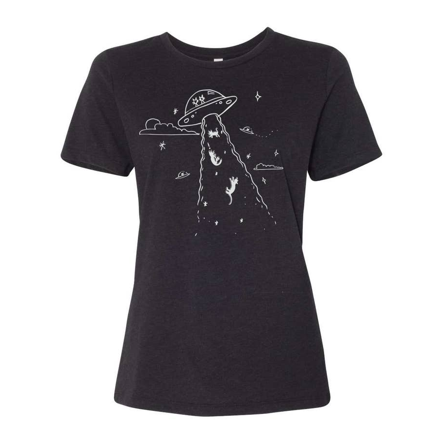 Mew-F-O Alien Abduction Kitties Relaxed T-Shirt Black