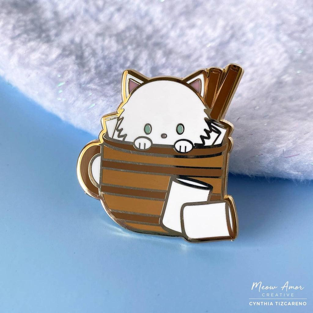 Hot Chocolate Cat enamel pin