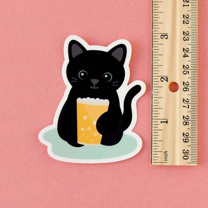 Purrfect Pint Black Cat sticker