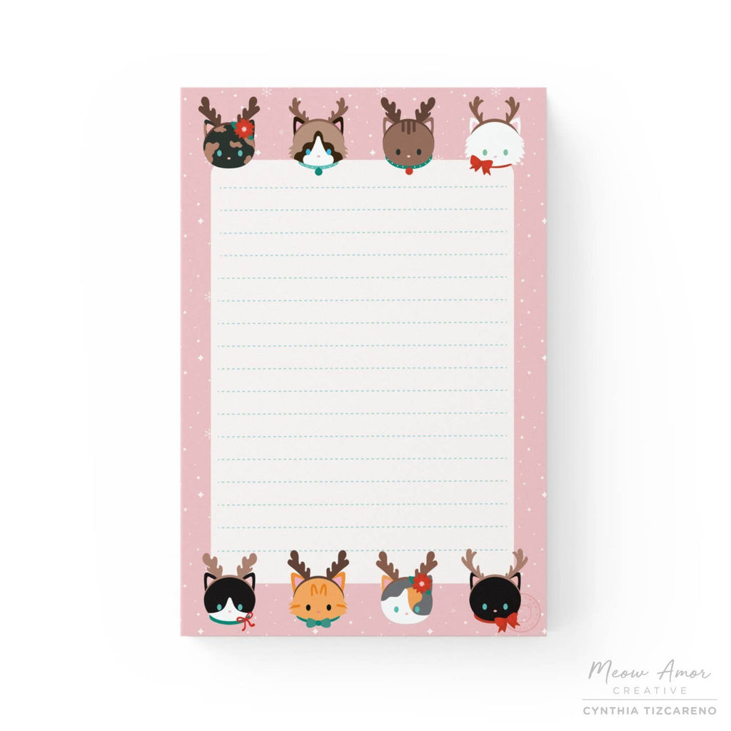 Reindeer Cats lined notepad