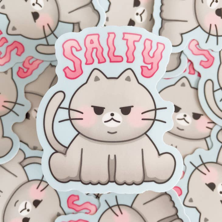 Salty Chonky Gray Cat sticker