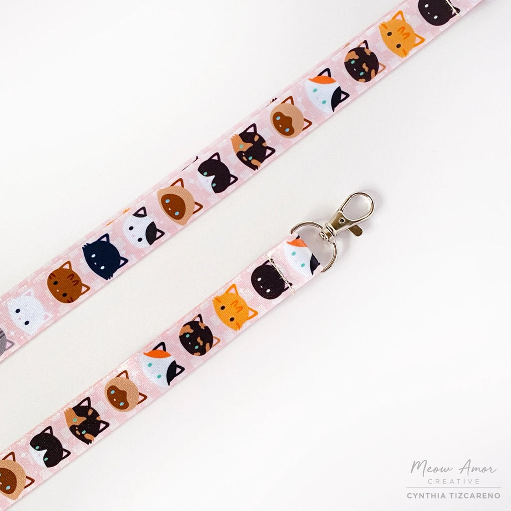 All the Cats Cat Heads Double-sided Print Lobster Clasp Lanyard