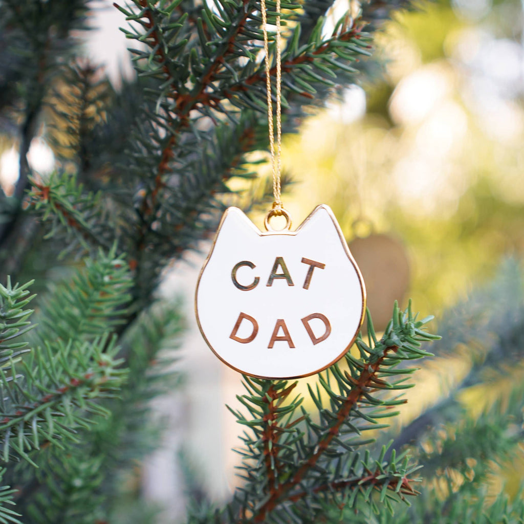 Cat Dad Metal Holiday Ornament