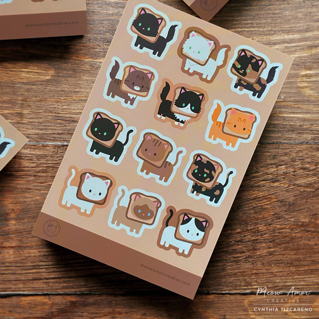 Toast Cats Vinyl Sticker Sheet