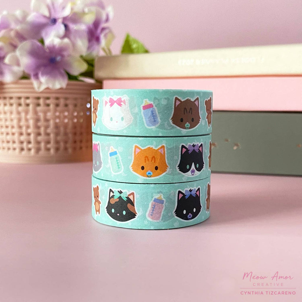 Baby Kitten Teddy Bear Cats Washi Tape 10m x 15mm